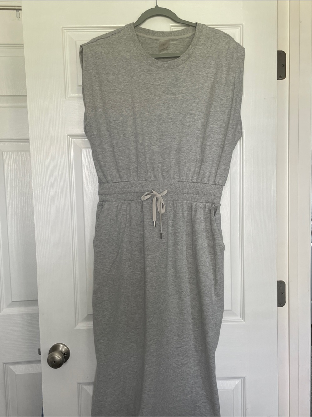 Calla Sleeveless Heather Gray Drawstring Waist Midi Dress
